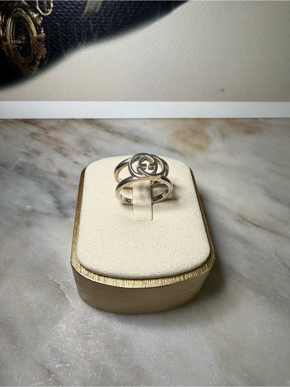 GUCCI Interlocking G Logo Sterling Silver 925 Ring